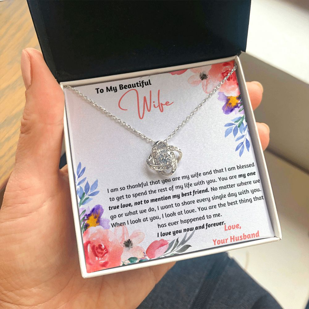 Holiday Special! To My Beautiful Wife One True Love Knot Necklace Set