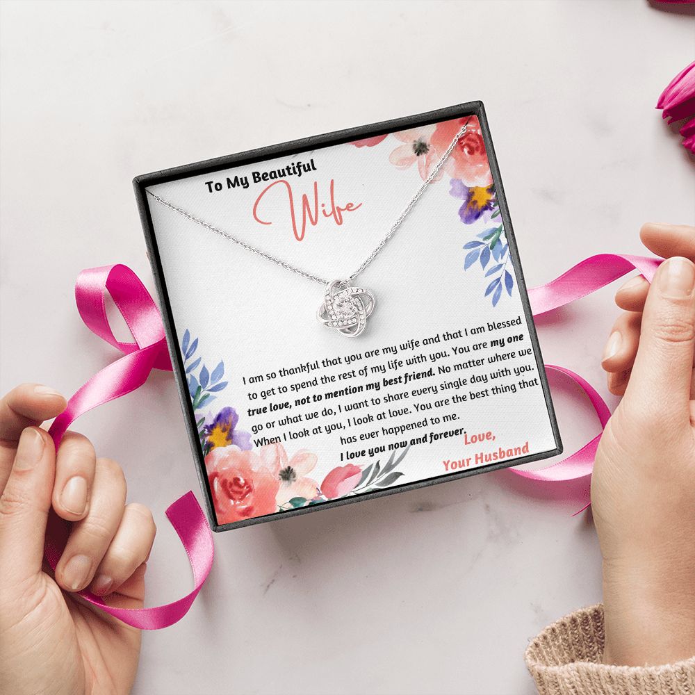 Holiday Special! To My Beautiful Wife One True Love Knot Necklace Set