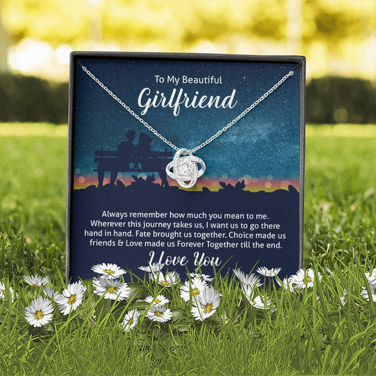 My Beautiful Girlfriend Love made us Forever Together till the end Love Knot Necklace Set Necklace