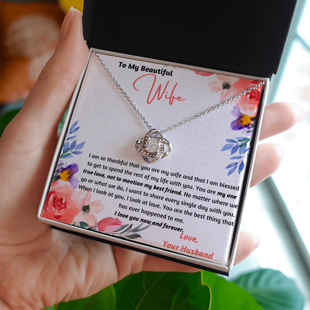 Holiday Special! To My Beautiful Wife One True Love Knot Necklace Set
