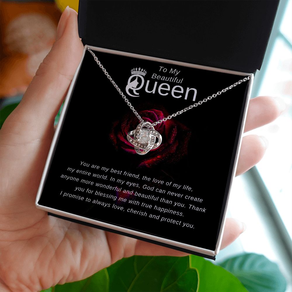 To My Beautiful Queen Love Knot Necklace