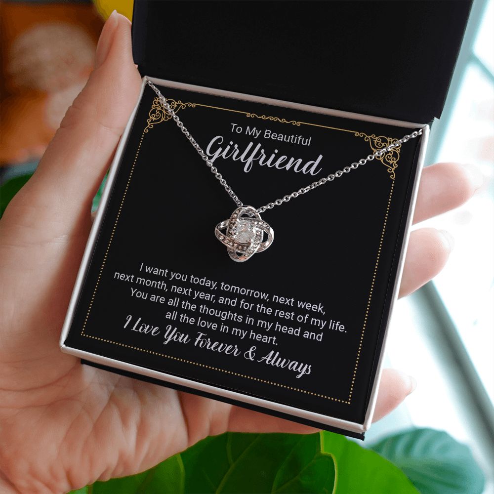 To My Beautiful Girlfriend. Love Knot Necklace, Valentine's day Sale Jewelry