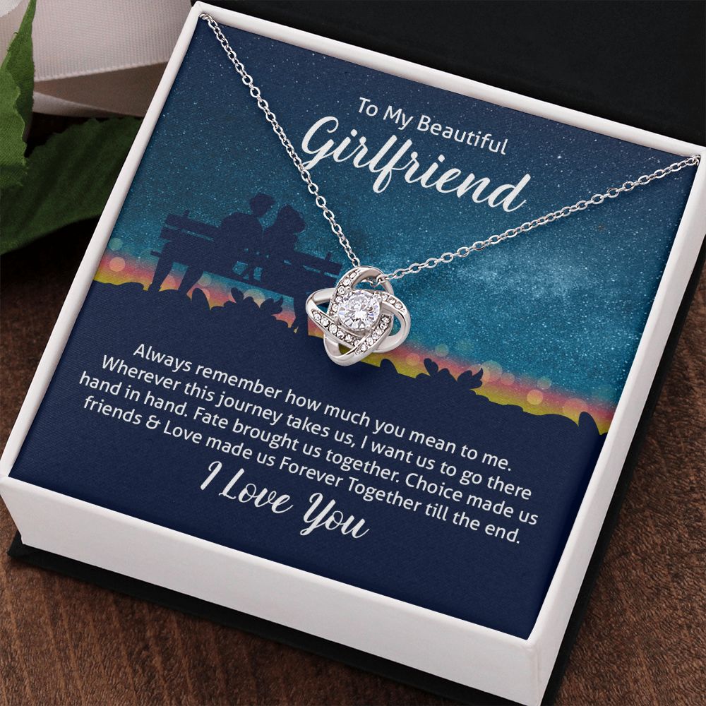 My Beautiful Girlfriend Love made us Forever Together till the end Love Knot Necklace Set Necklace