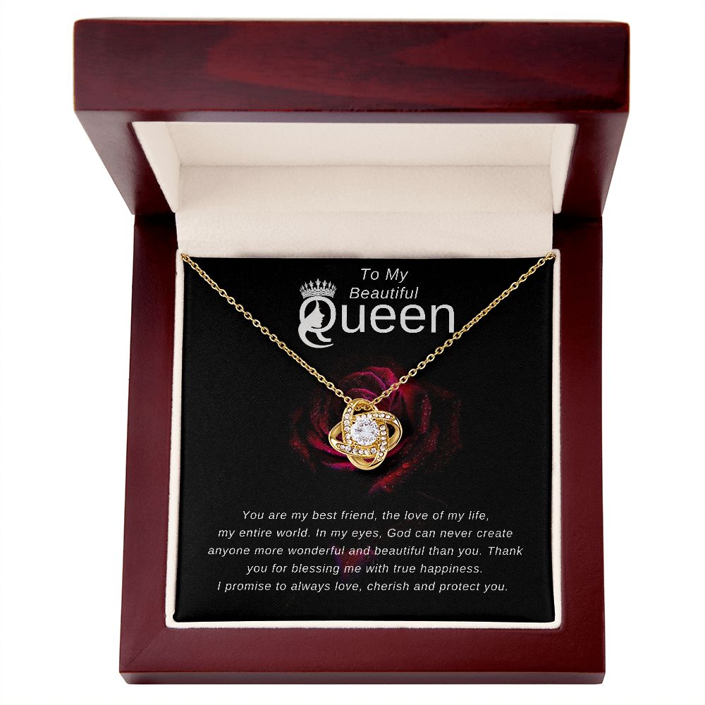 To My Beautiful Queen Love Knot Necklace