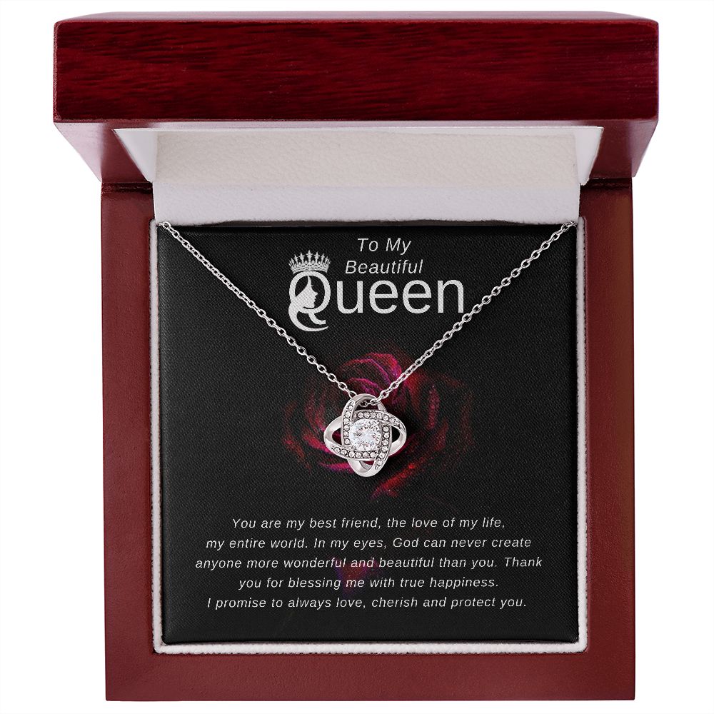 To My Beautiful Queen Love Knot Necklace