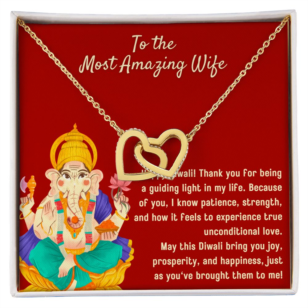 To The Most Amazing Wife Interlocking Hearts Necklace Blessed By Lord Ganesh Diwali Gift Set