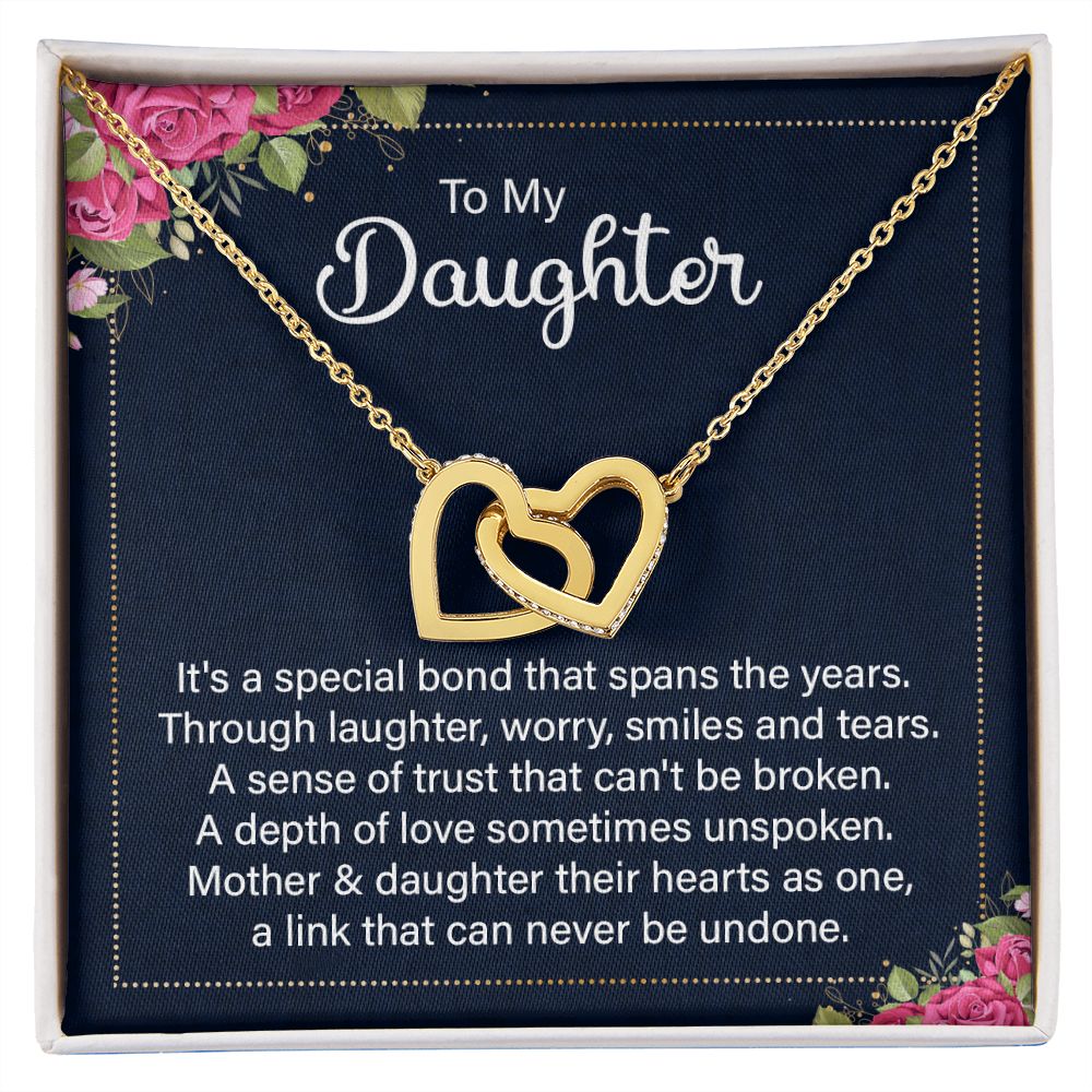 To my daughter - it's a special bond Interlocking Hearts necklace