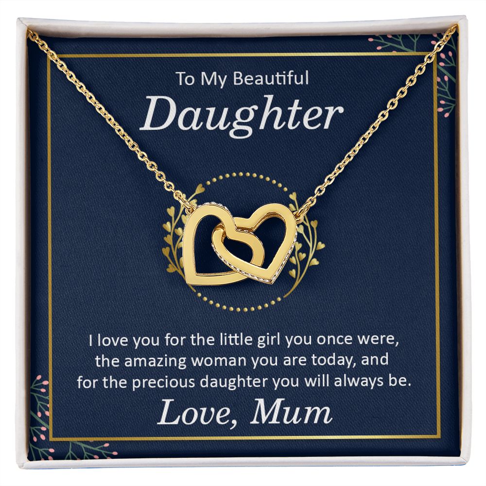 To my beautiful daughter - I love you Interlocking Hearts necklace