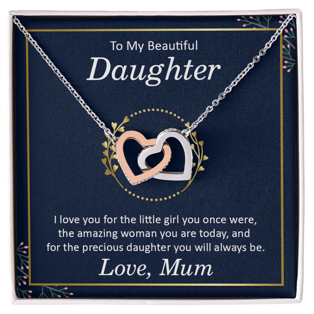 To my beautiful daughter - I love you Interlocking Hearts necklace