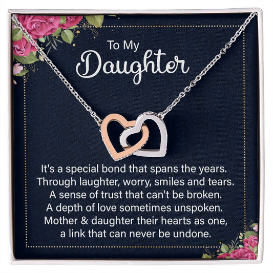 To my daughter - it's a special bond Interlocking Hearts necklace