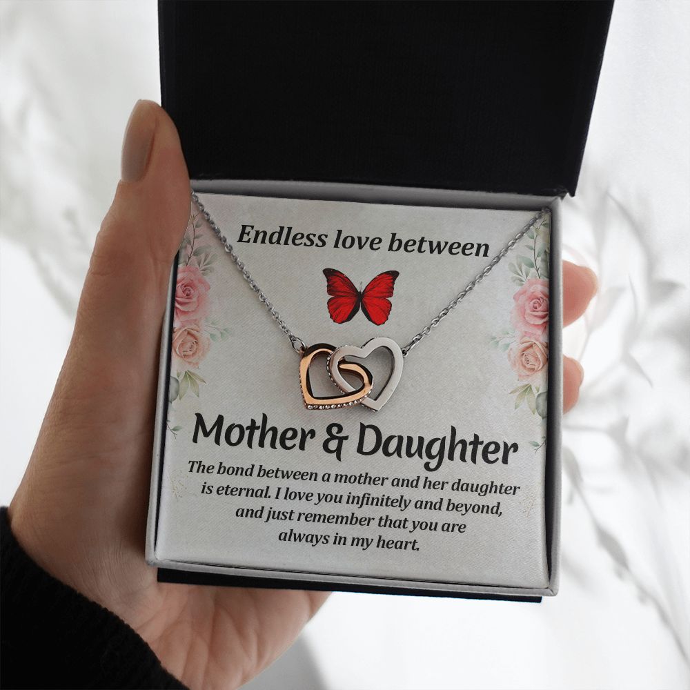 Endless love between mother and daughter Interlocking Hearts necklace template