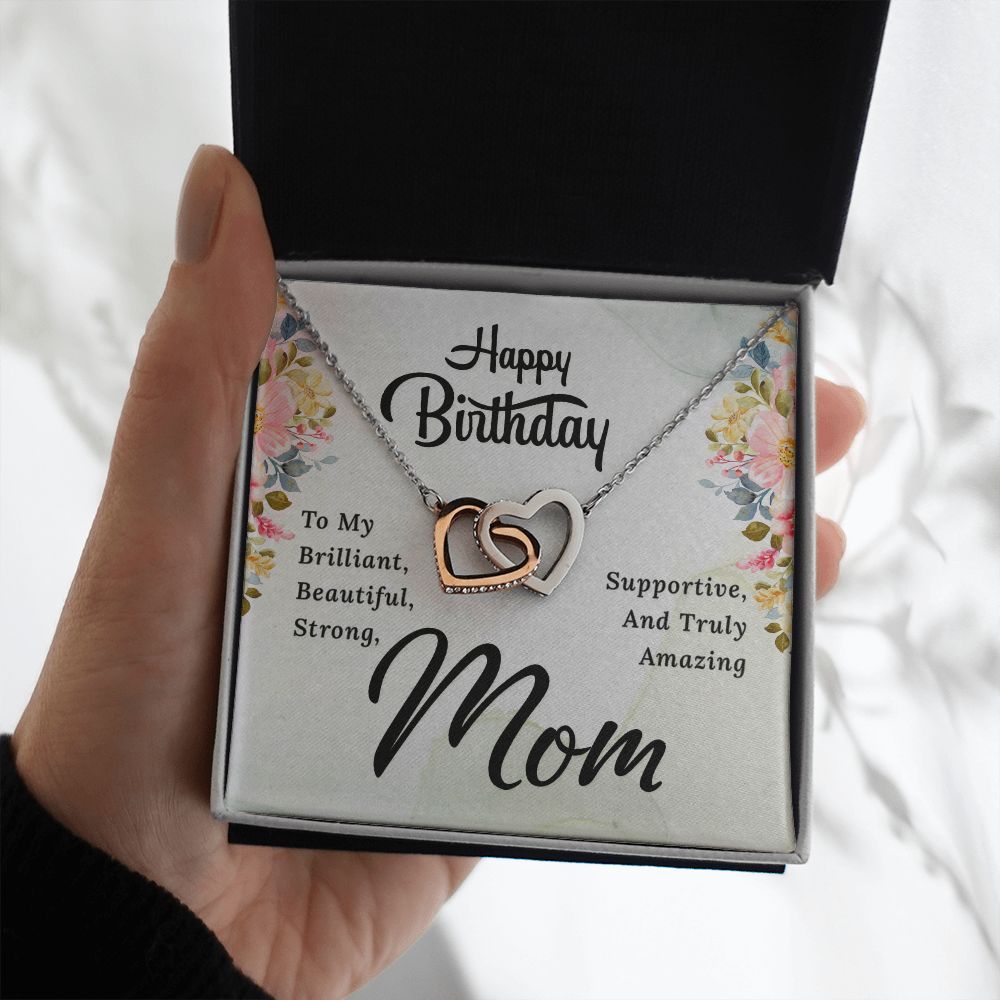 Happy Birthday Mom. Interlocking Hearts necklace template