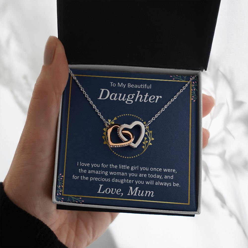 To my beautiful daughter - I love you Interlocking Hearts necklace