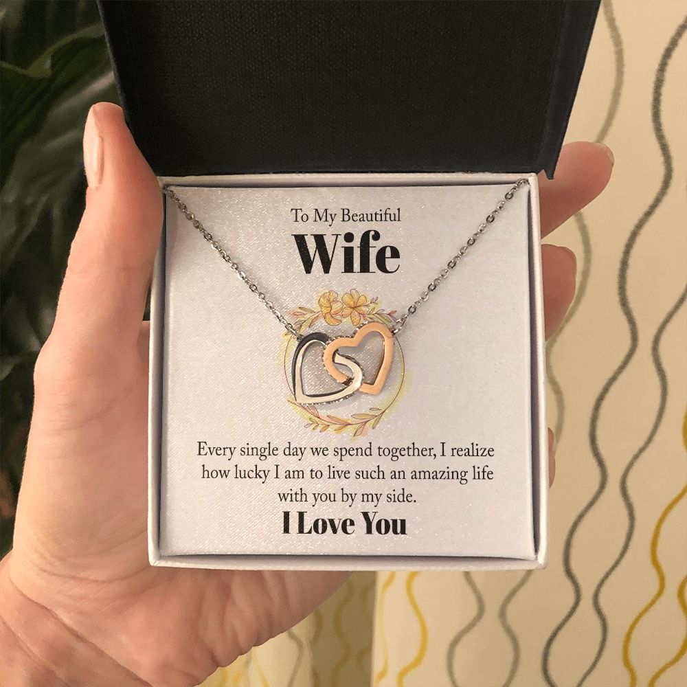 To my beautiful wife - every single day we spend together Interlocking Hearts necklace