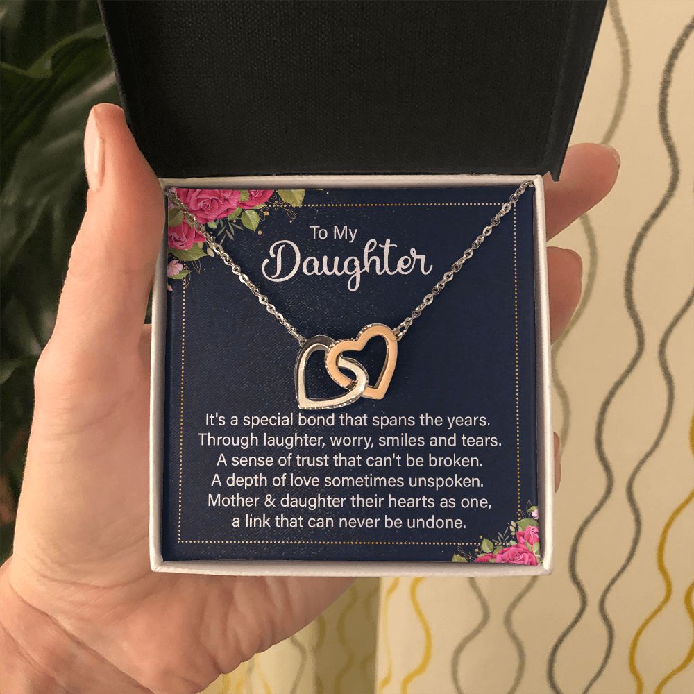 To my daughter - it's a special bond Interlocking Hearts necklace