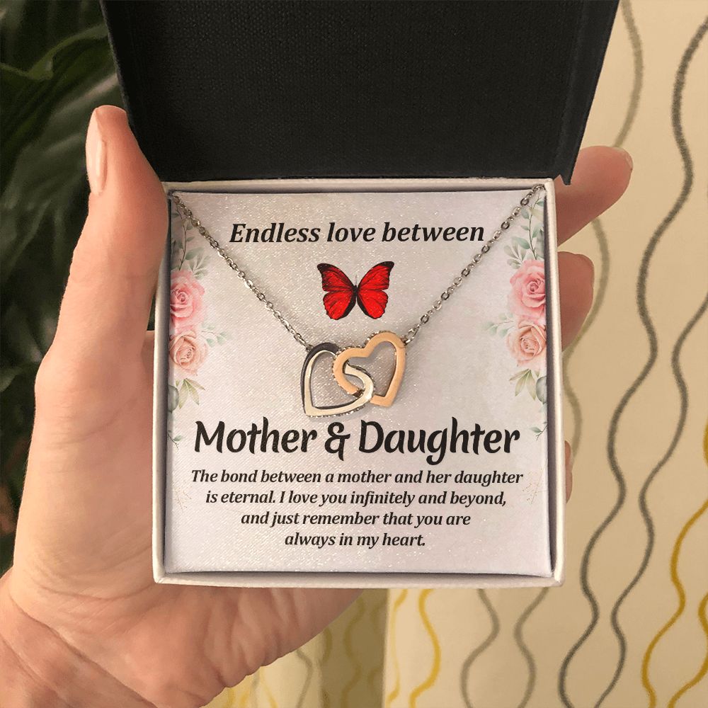 Endless love between mother and daughter Interlocking Hearts necklace template