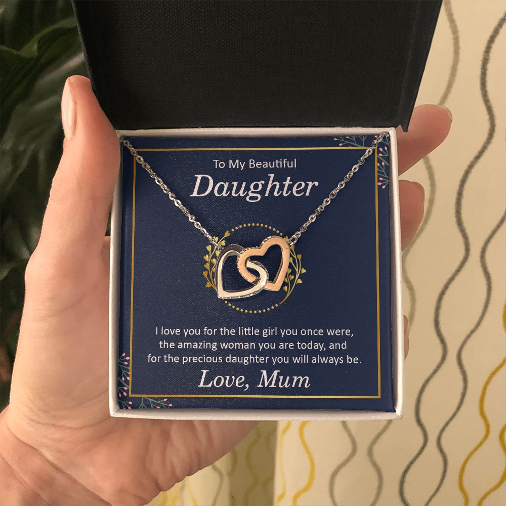 To my beautiful daughter - I love you Interlocking Hearts necklace