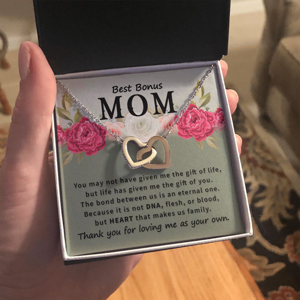 Best bonus mom- Interlocking Hearts necklace