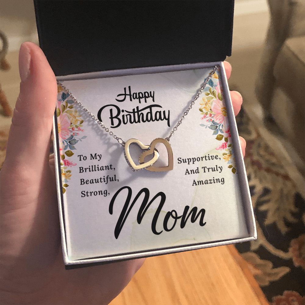 Happy Birthday Mom. Interlocking Hearts necklace template