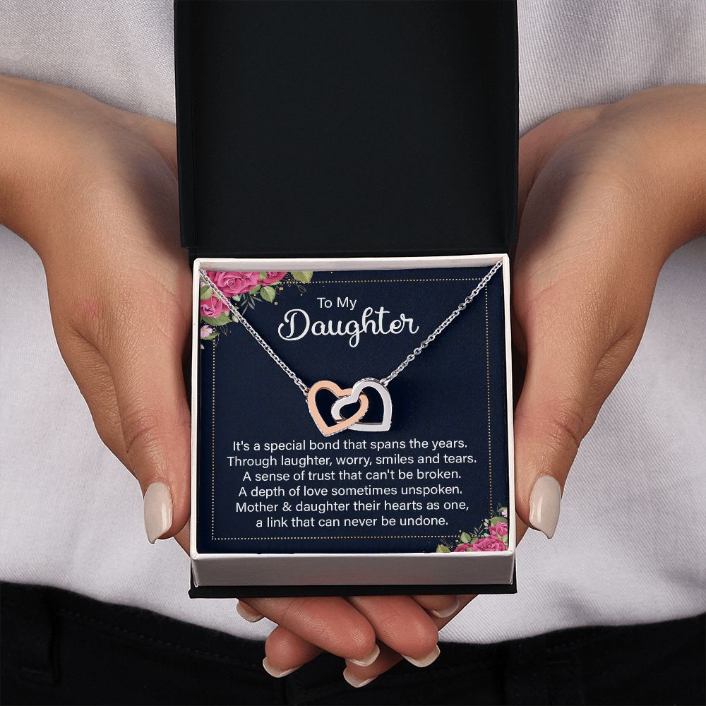 To my daughter - it's a special bond Interlocking Hearts necklace