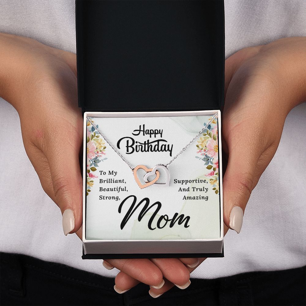 Happy Birthday Mom. Interlocking Hearts necklace template