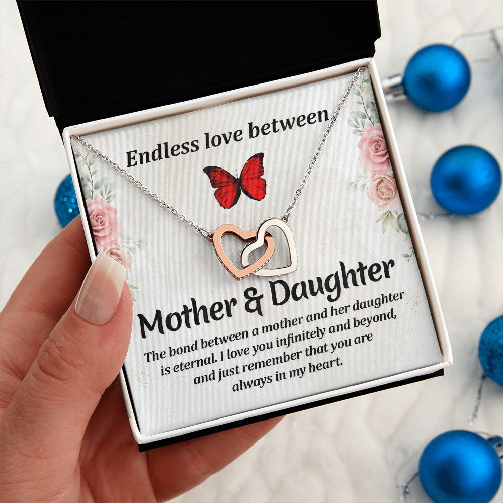 Endless love between mother and daughter Interlocking Hearts necklace template