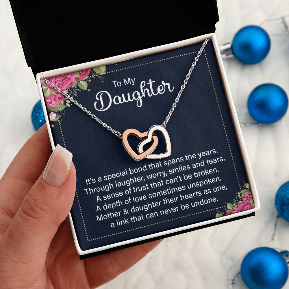 To my daughter - it's a special bond Interlocking Hearts necklace