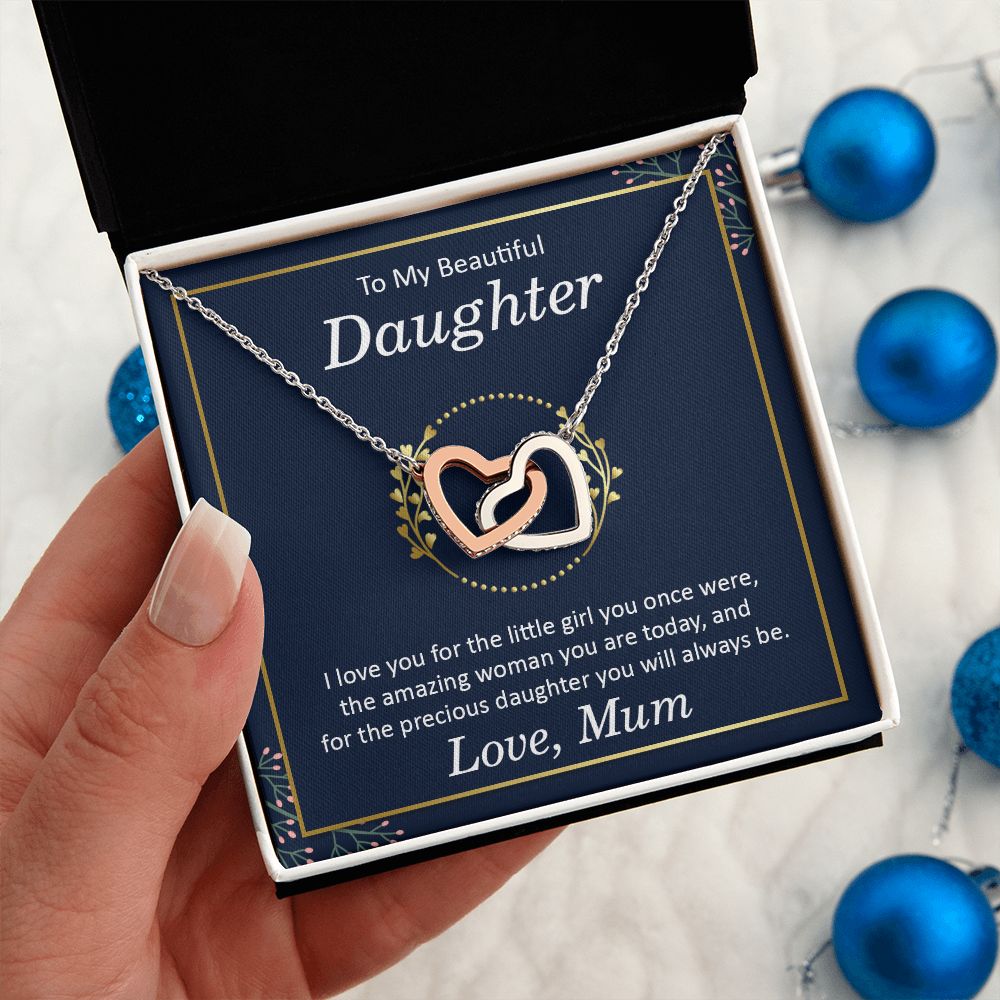 To my beautiful daughter - I love you Interlocking Hearts necklace