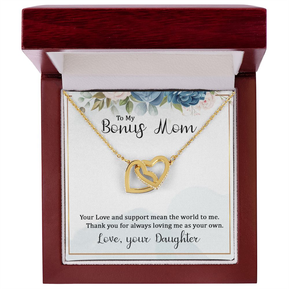 To My Bonus Mom Interlocking Hearts necklace