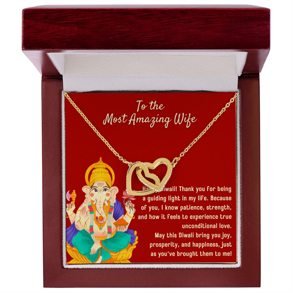 To The Most Amazing Wife Interlocking Hearts Necklace Blessed By Lord Ganesh Diwali Gift Set