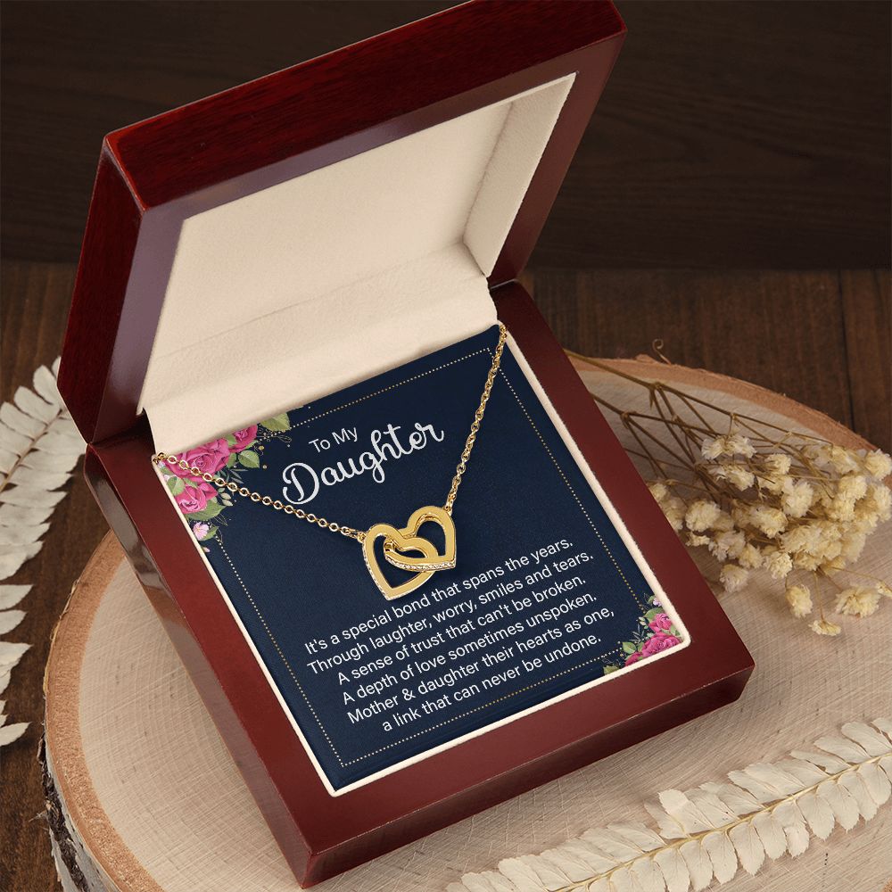 To my daughter - it's a special bond Interlocking Hearts necklace