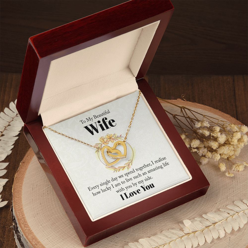 To my beautiful wife - every single day we spend together Interlocking Hearts necklace