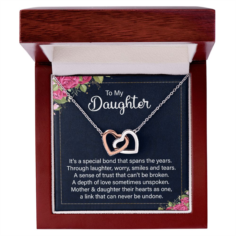To my daughter - it's a special bond Interlocking Hearts necklace