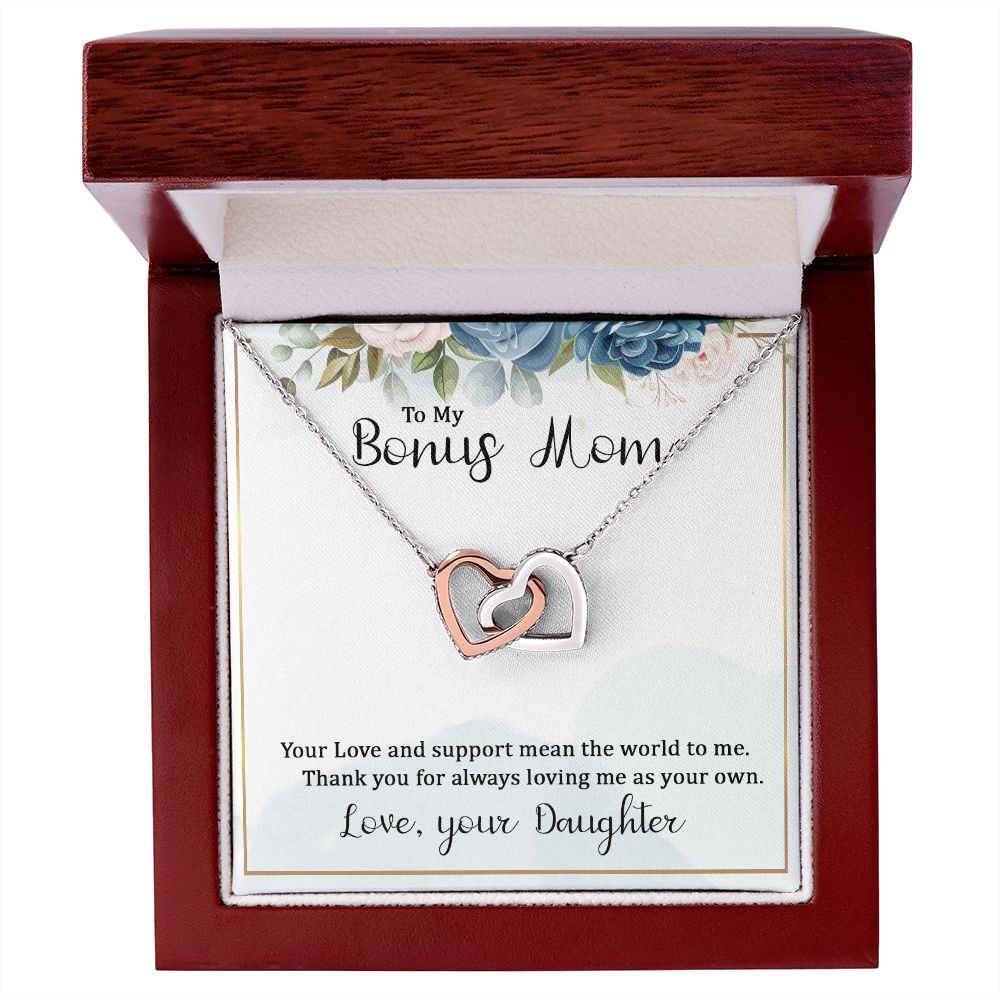 To My Bonus Mom Interlocking Hearts necklace