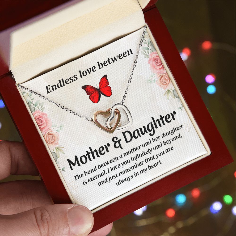 Endless love between mother and daughter Interlocking Hearts necklace template