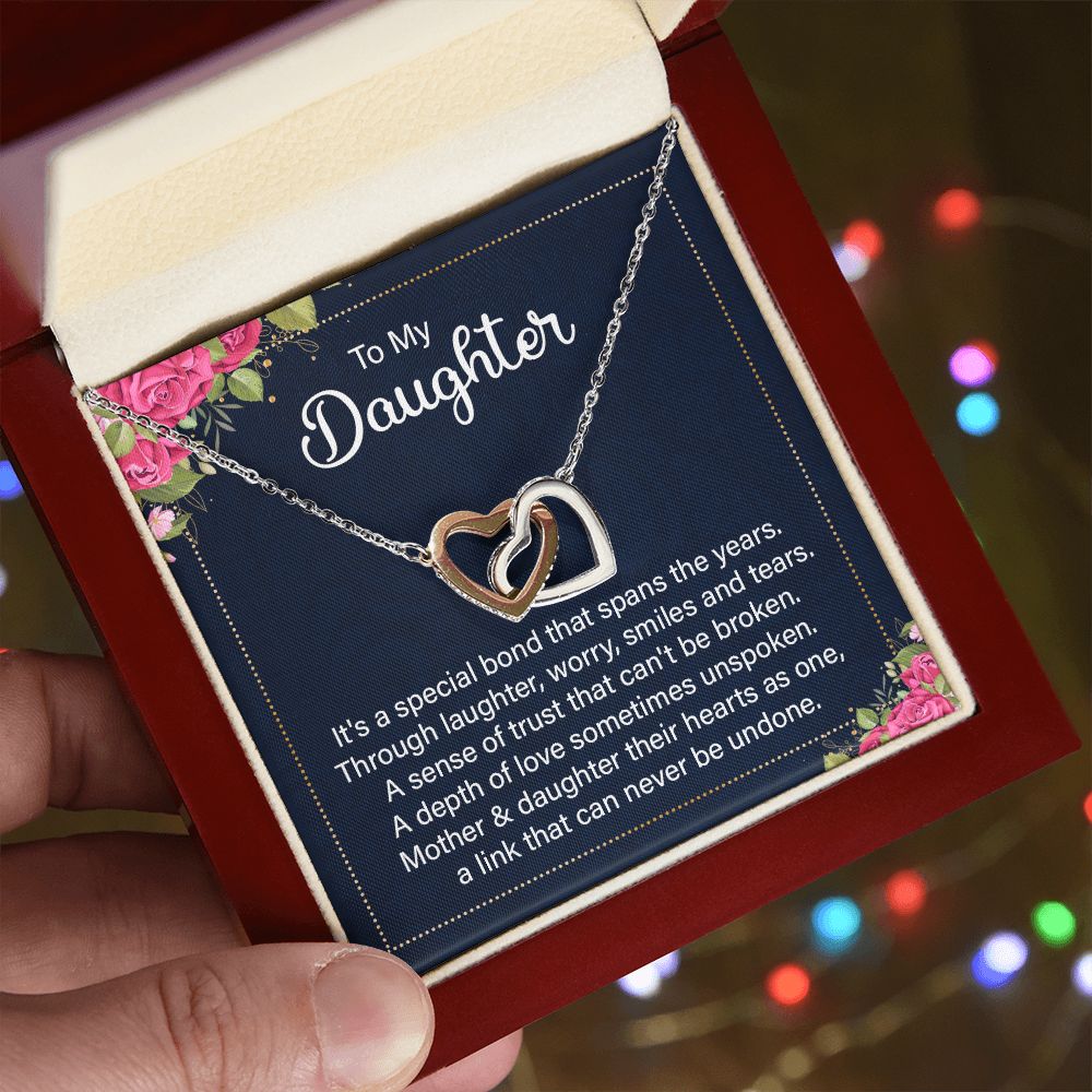 To my daughter - it's a special bond Interlocking Hearts necklace