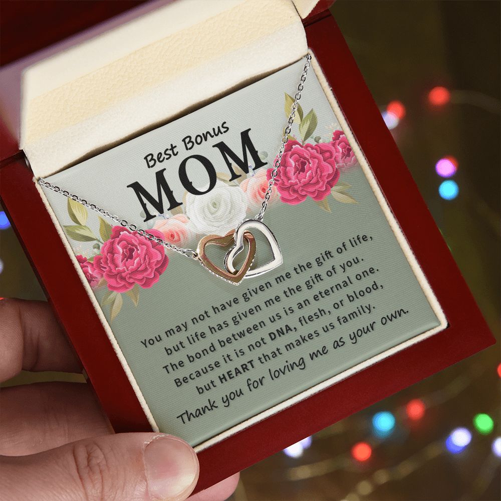 Best bonus mom- Interlocking Hearts necklace