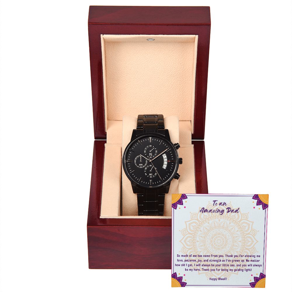 To An Amazing Dad Diwali Black Chronograph Watch Gift Set