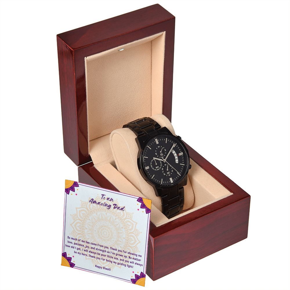 To An Amazing Dad Diwali Black Chronograph Watch Gift Set
