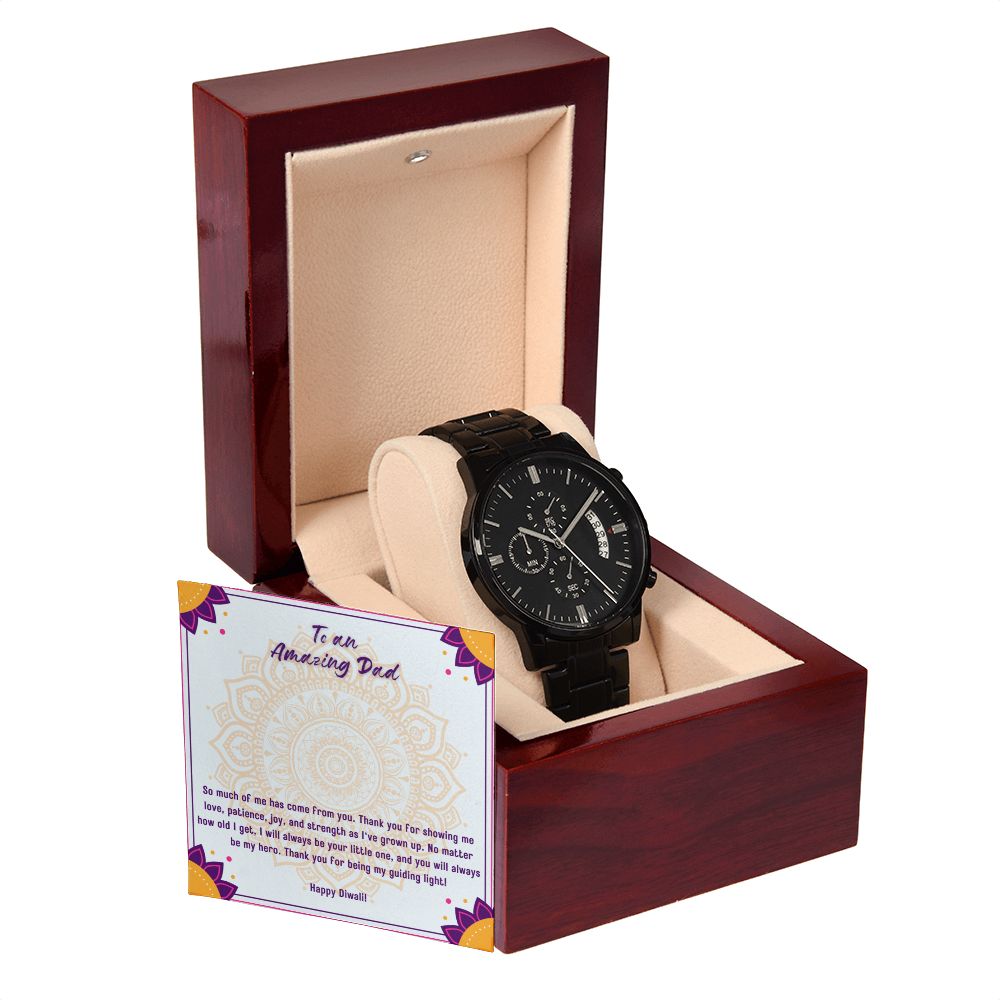 To An Amazing Dad Diwali Black Chronograph Watch Gift Set
