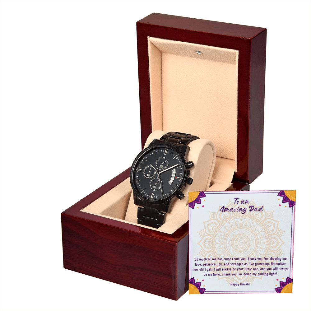 To An Amazing Dad Diwali Black Chronograph Watch Gift Set