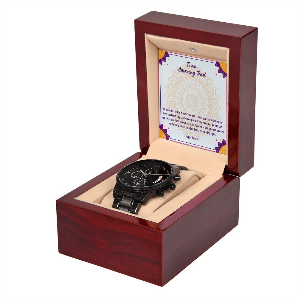 To An Amazing Dad Diwali Black Chronograph Watch Gift Set