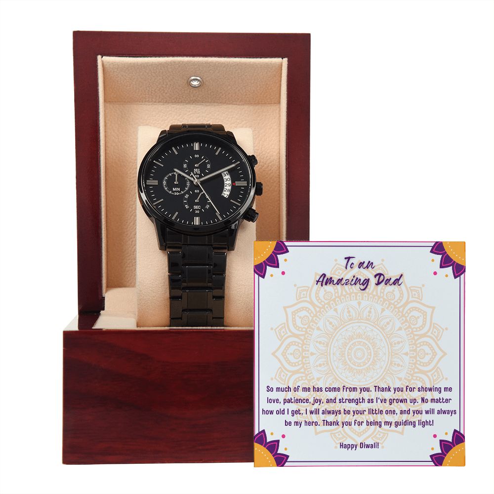 To An Amazing Dad Diwali Black Chronograph Watch Gift Set