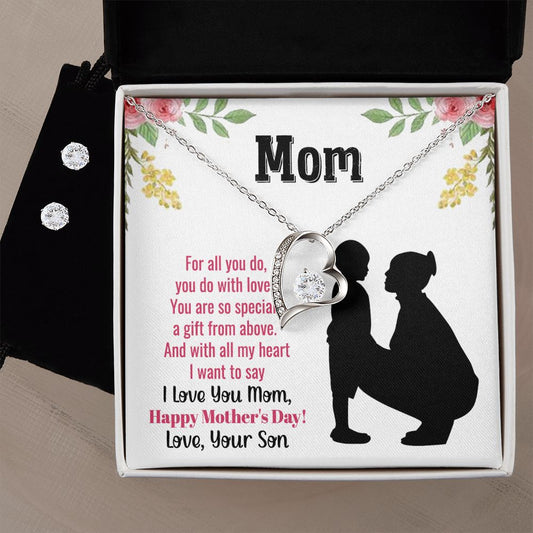 Mom you are so special Forever Love Necklace and Cubic Zirconia Earring Set