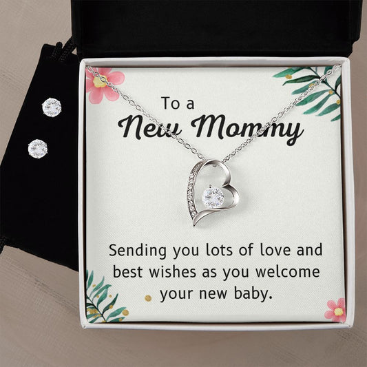 76 Forever Love Necklace and Cubic Zirconia Earring Set