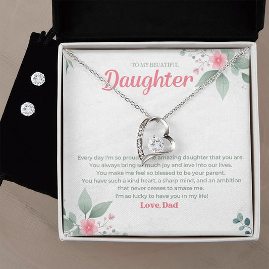 14 Forever Love Necklace and Cubic Zirconia Earring Set