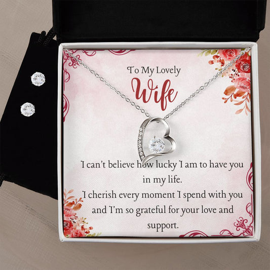 73 Forever Love Necklace and Cubic Zirconia Earring Set