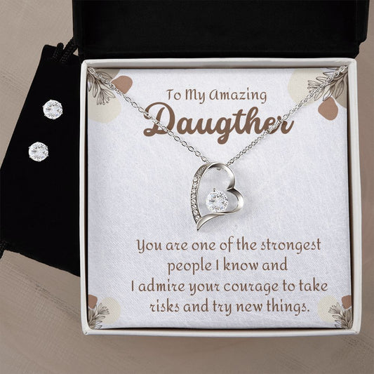 69 Forever Love Necklace and Cubic Zirconia Earring Set