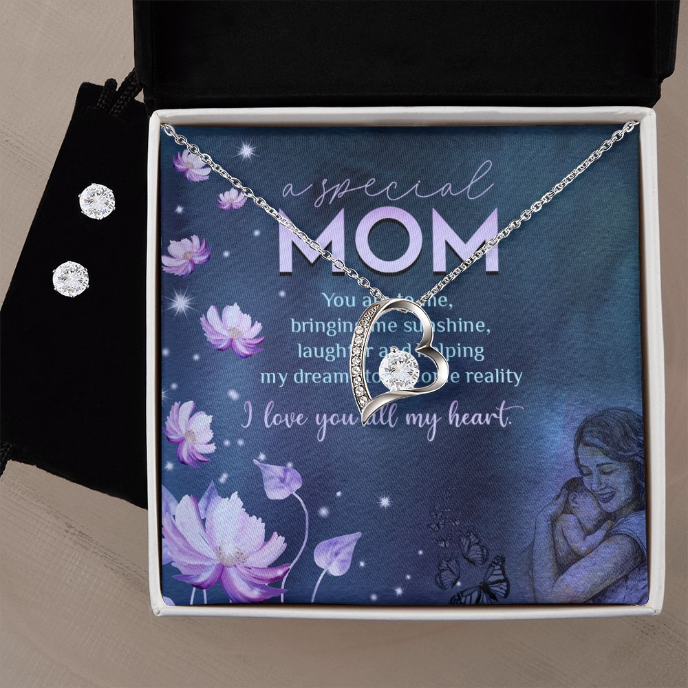 MA special Mother day - Forever Love Necklace and Cubic Zirconia Earring Set