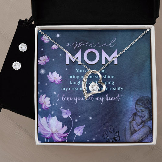 MA special Mother day - Forever Love Necklace and Cubic Zirconia Earring Set